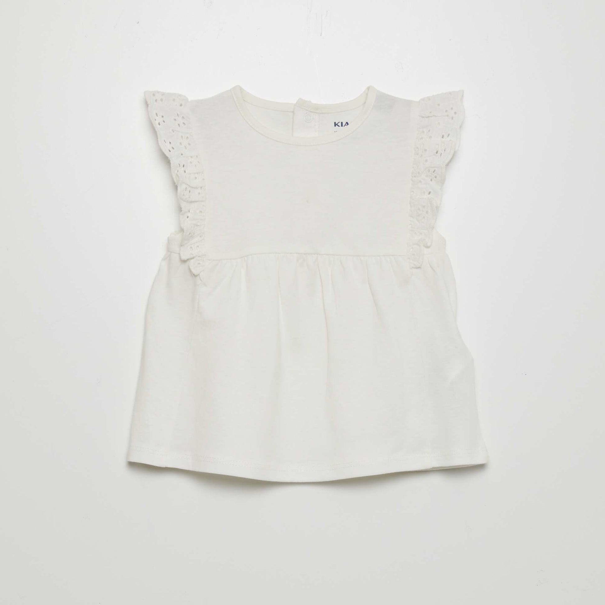 T-shirt avec manches en broderies anglaises blanc