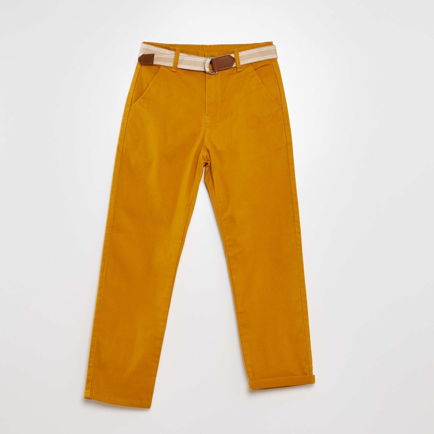 Pantalon en twill avec ceinture Camel