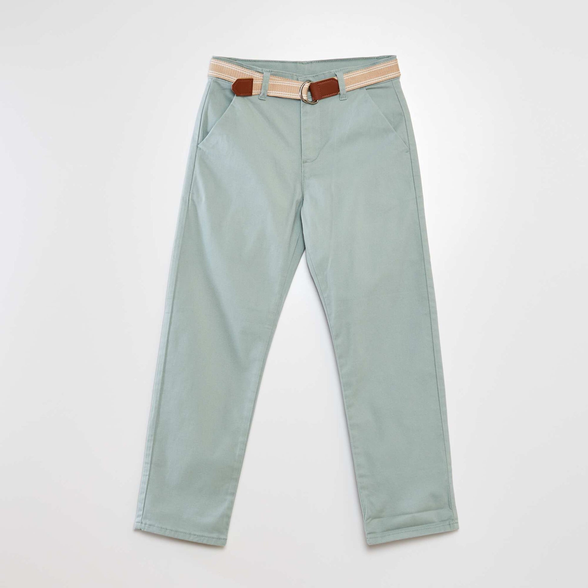 Pantalon en twill avec ceinture Vert