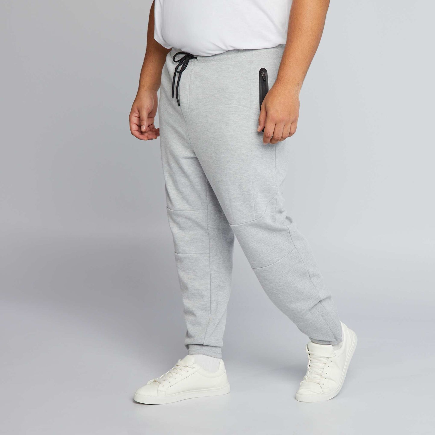 Pantalon jogging maille piqu e gris