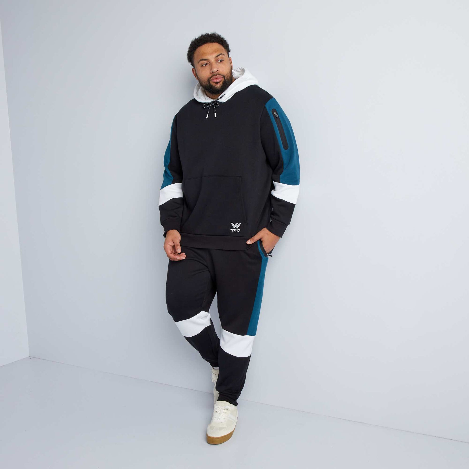 Jogging en molleton color-block noir