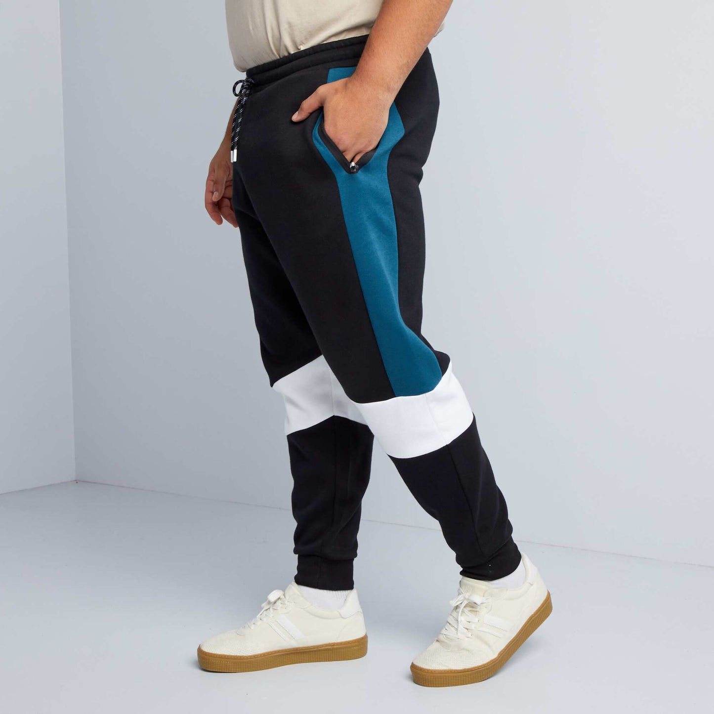 Jogging en molleton color-block noir
