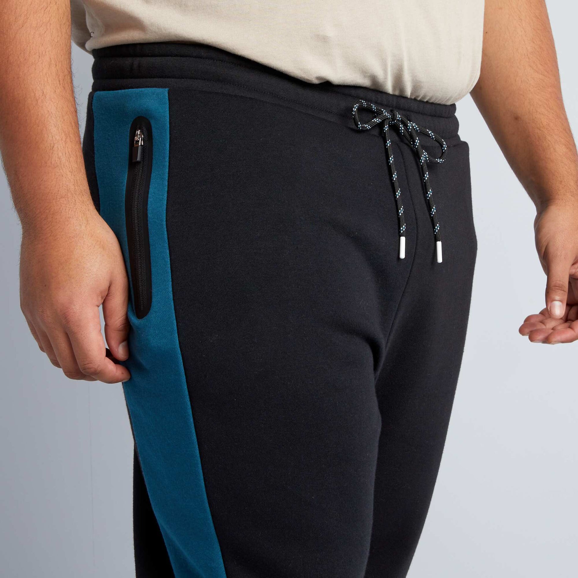 Jogging en molleton color-block noir