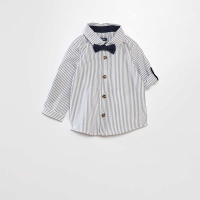 Chemise ray e avec noeud papillon Blanc ray e