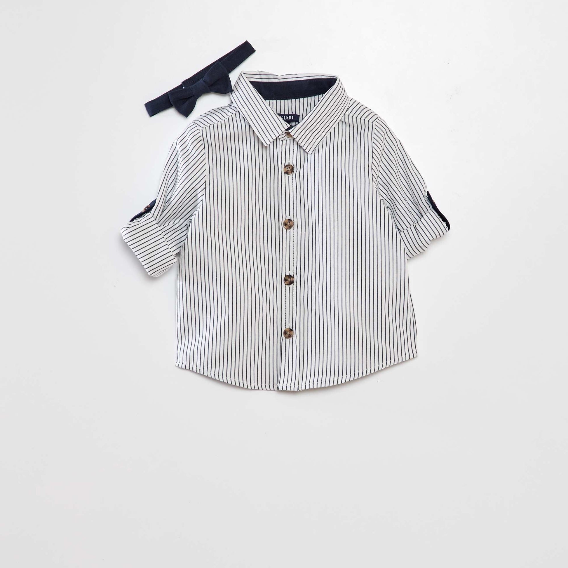 Chemise ray e avec noeud papillon Blanc ray e