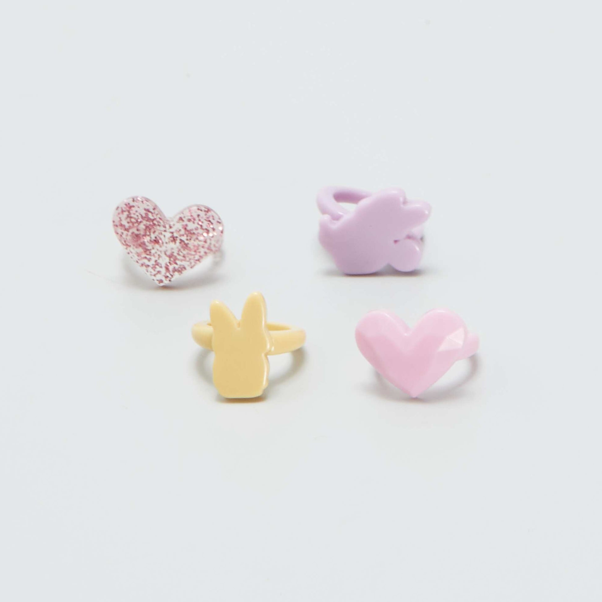 Lot de 4 bracelets + 4 bagues 'Daisy et Minnie' Rose