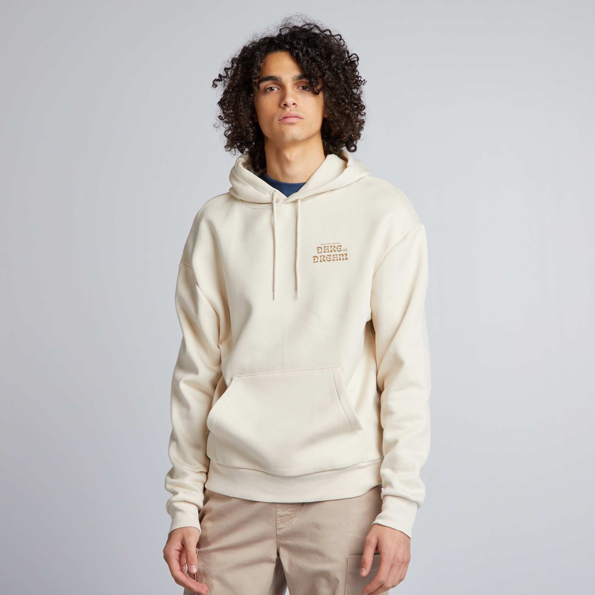 Sweat capuche motifs Beige