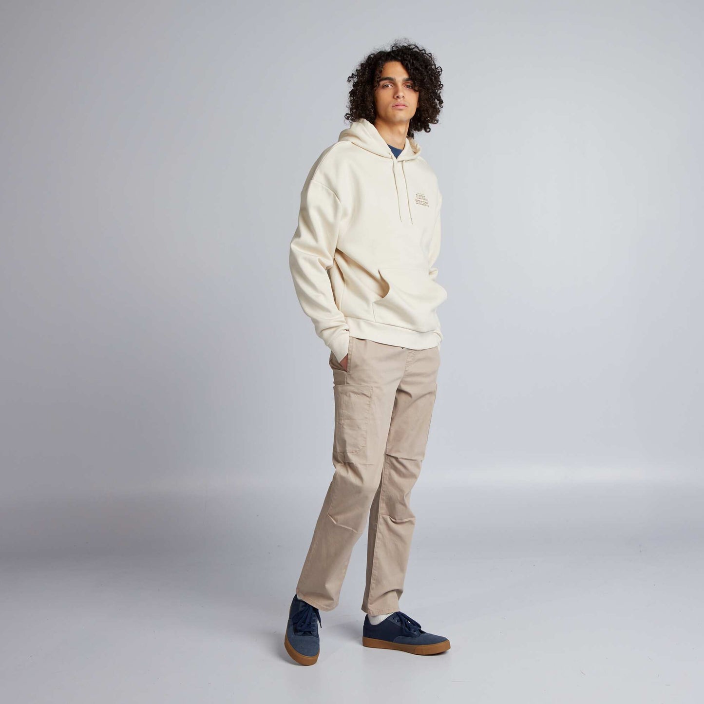 Sweat capuche motifs Beige