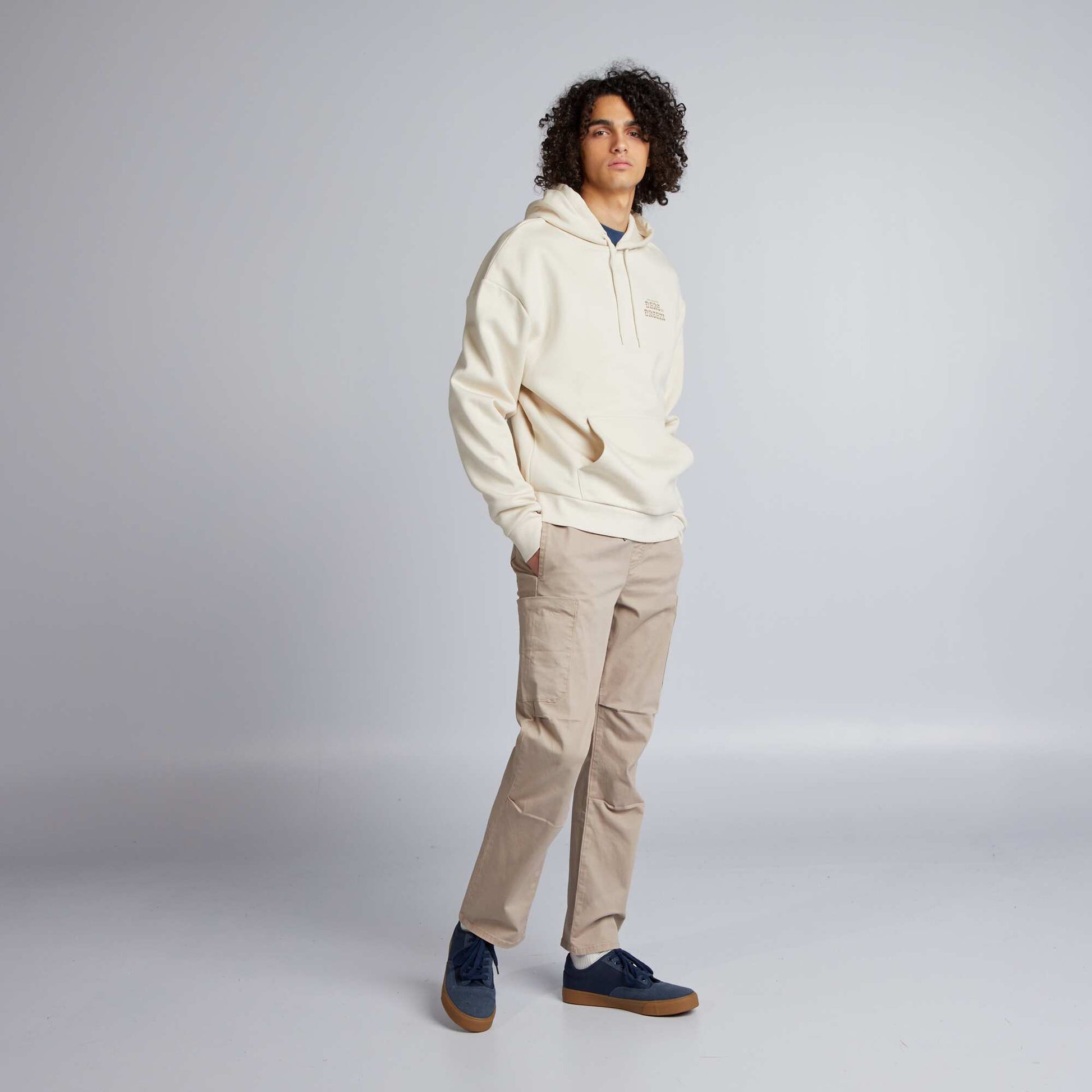 Sweat capuche motifs Beige
