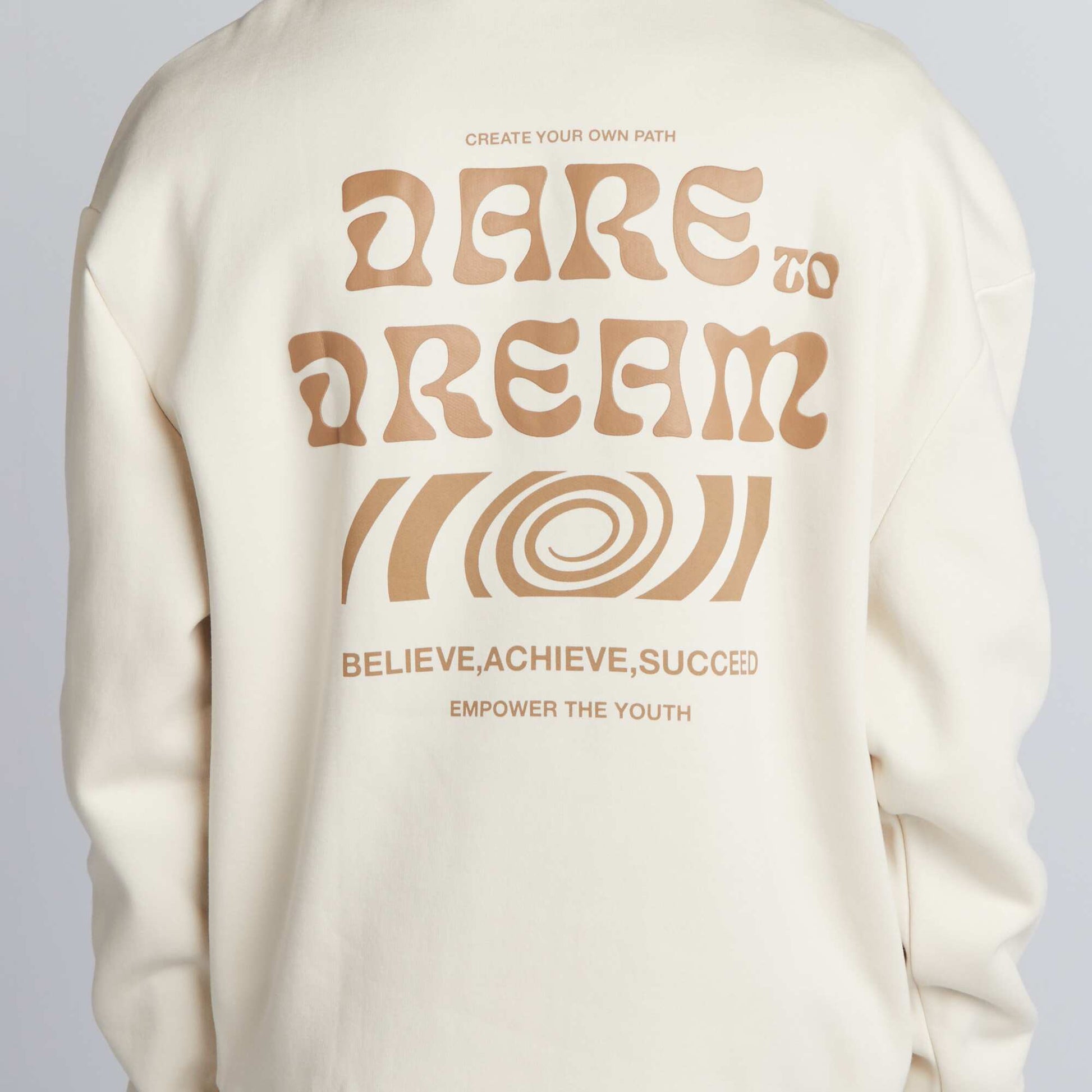 Sweat capuche motifs Beige
