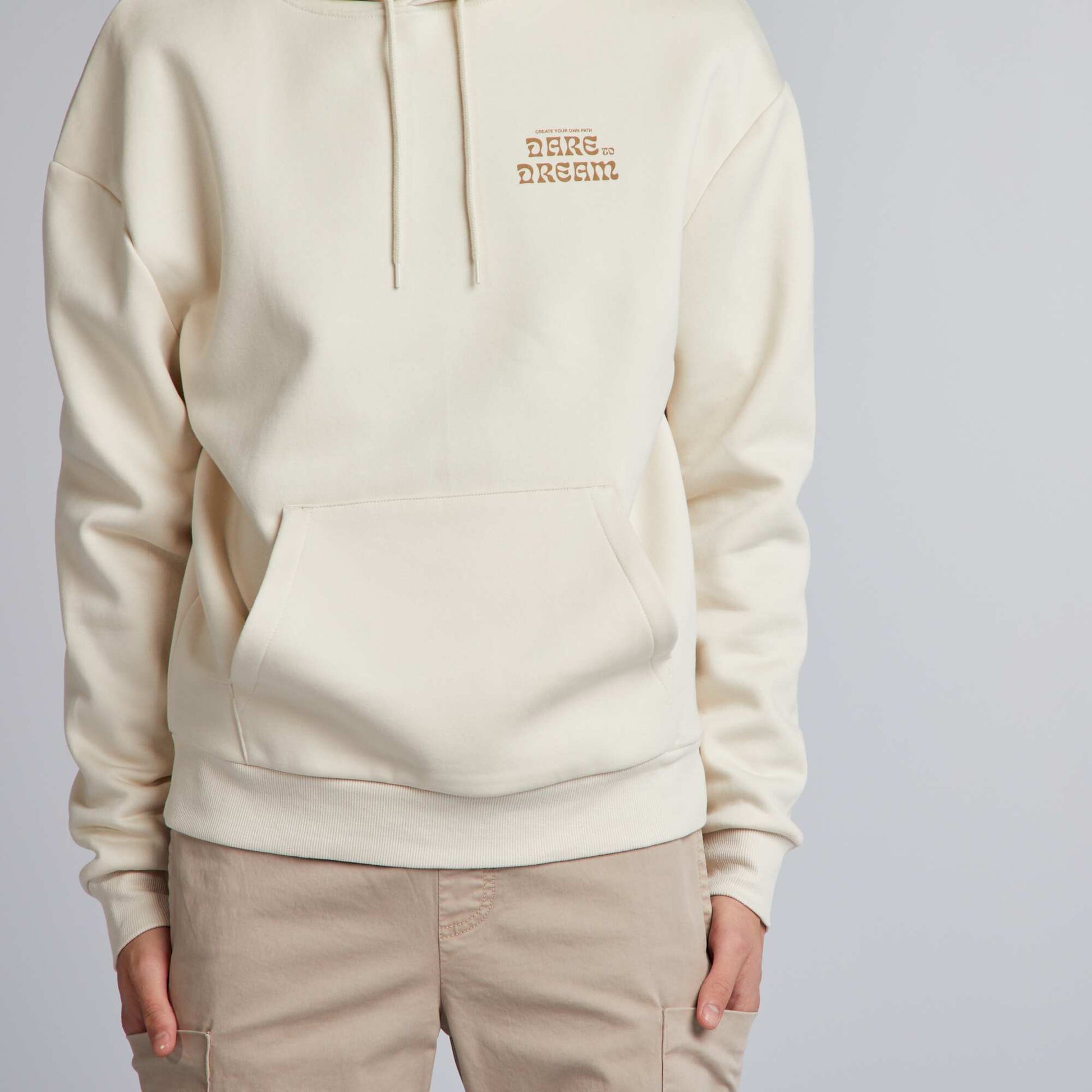Sweat capuche motifs Beige