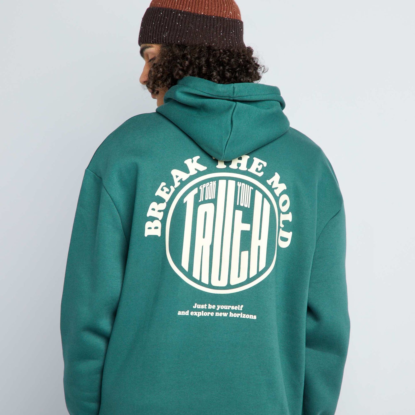 Sweat capuche motifs Vert