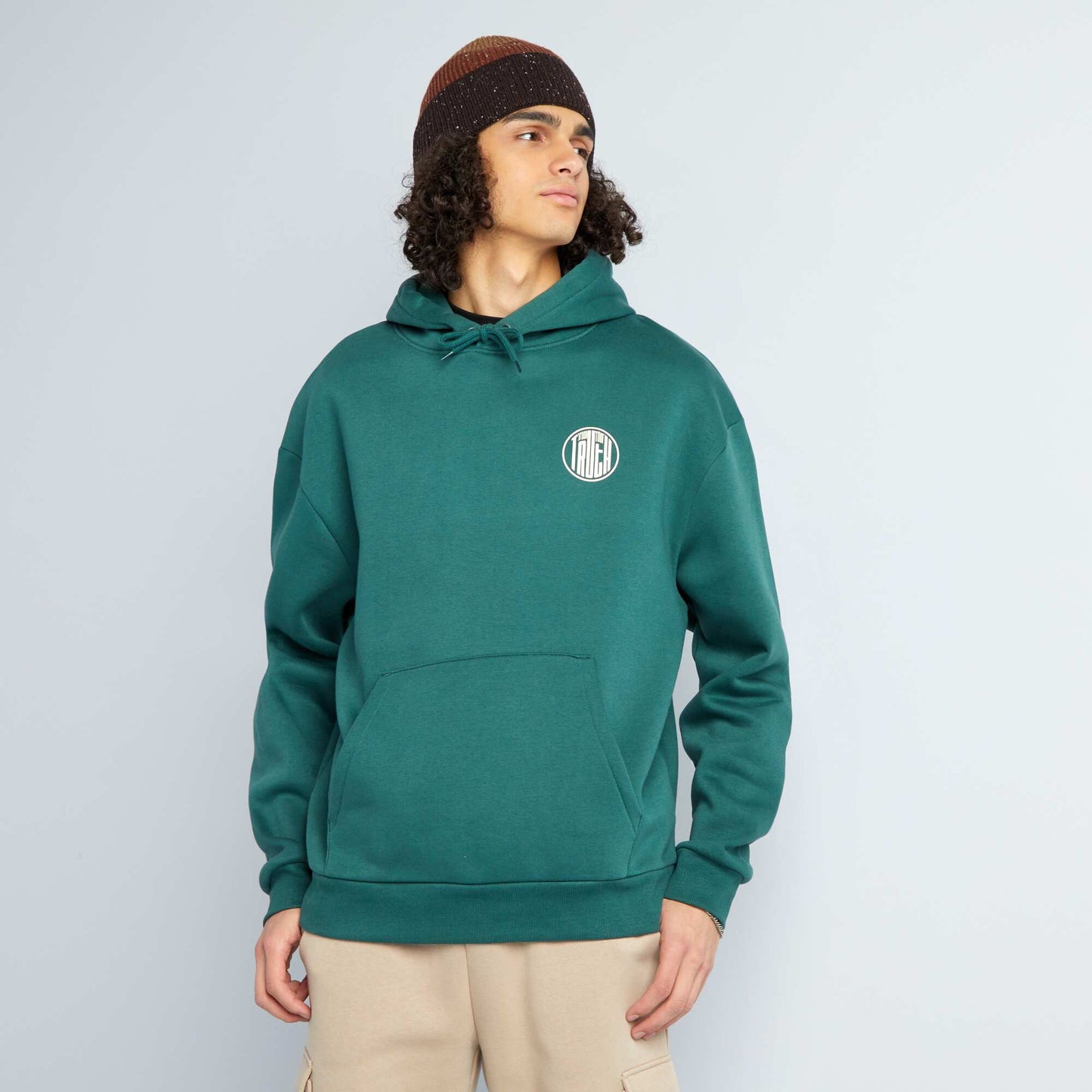 Sweat capuche motifs Vert