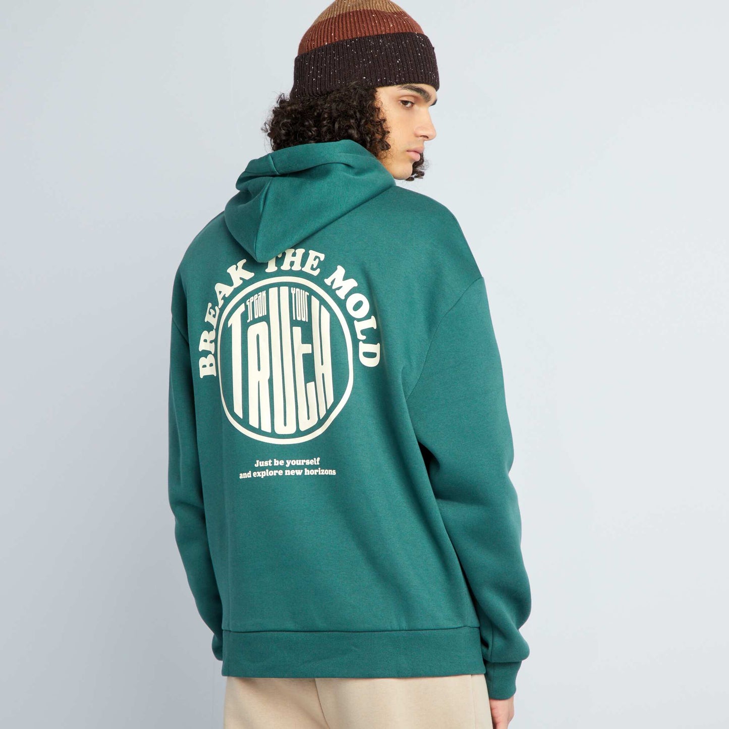 Sweat capuche motifs Vert