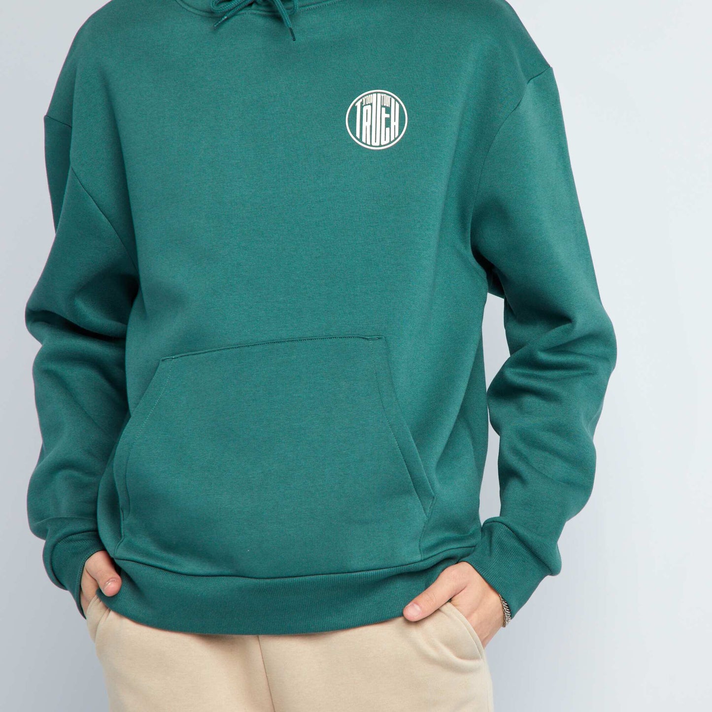 Sweat capuche motifs Vert