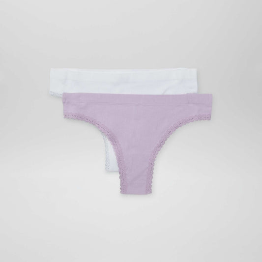 Lot de 2 tangas c tel s Violet/blanc