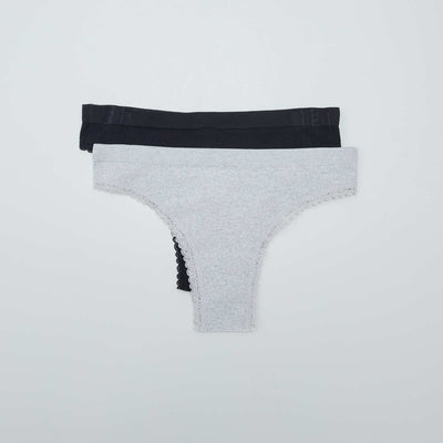 Lot de 2 tangas c tel s Gris/noir