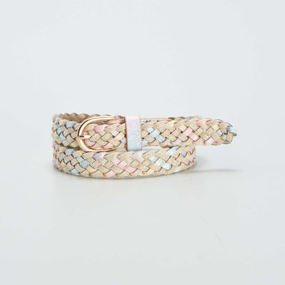 Ceinture tress e multicolore et paillet e Rose