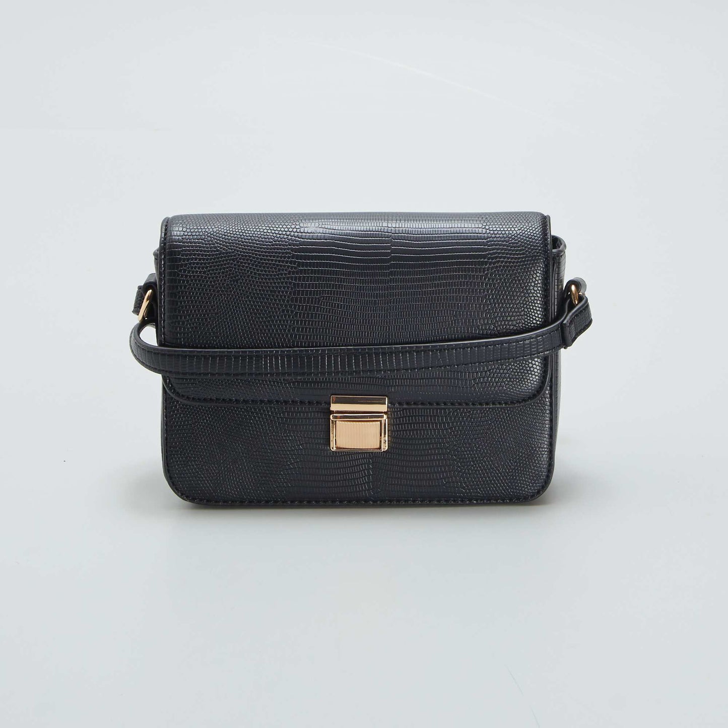 Sac rigide en bandouli re Noir effet croco