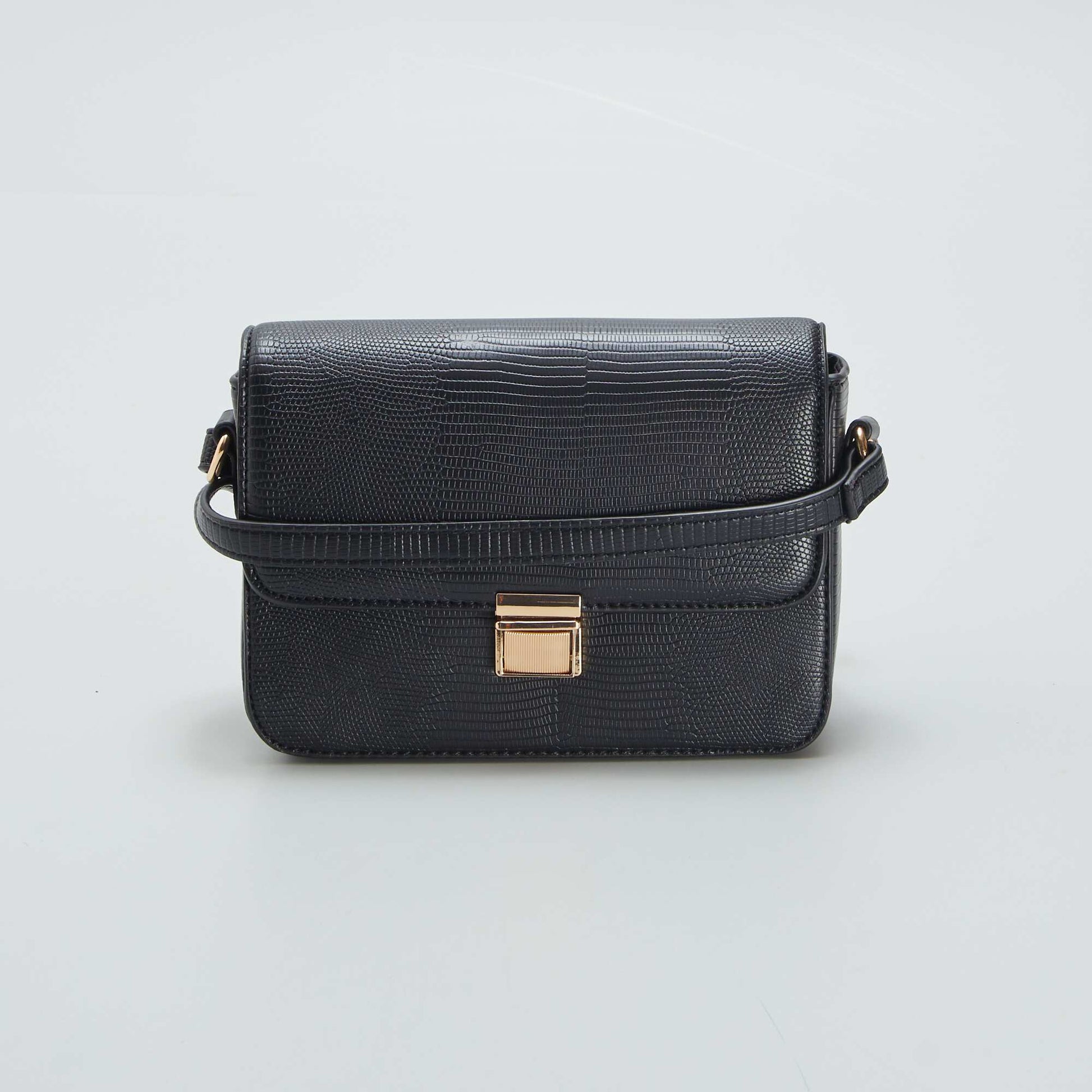 Sac rigide en bandouli re Noir effet croco