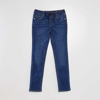 Jean taille lastiqu e avec cordons Bleu brut