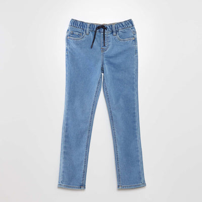 Jean taille lastiqu e avec cordons Double stone