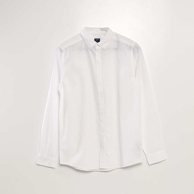 Chemise manches longues avec lin blanc
