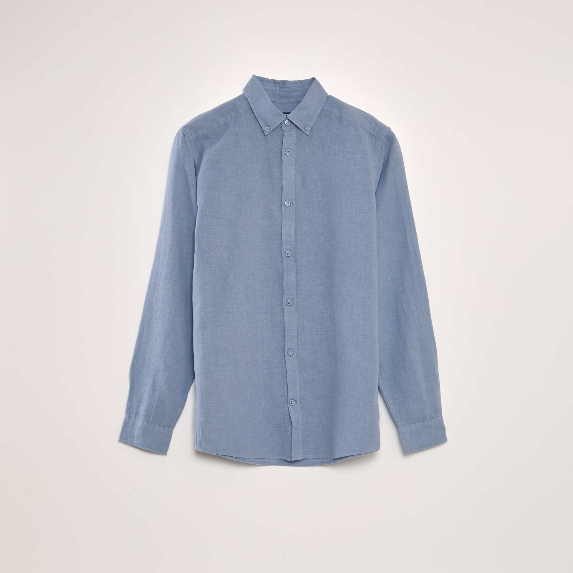 Chemise manches longues avec lin Bleu