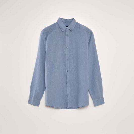 Chemise   manches longues avec lin Bleu