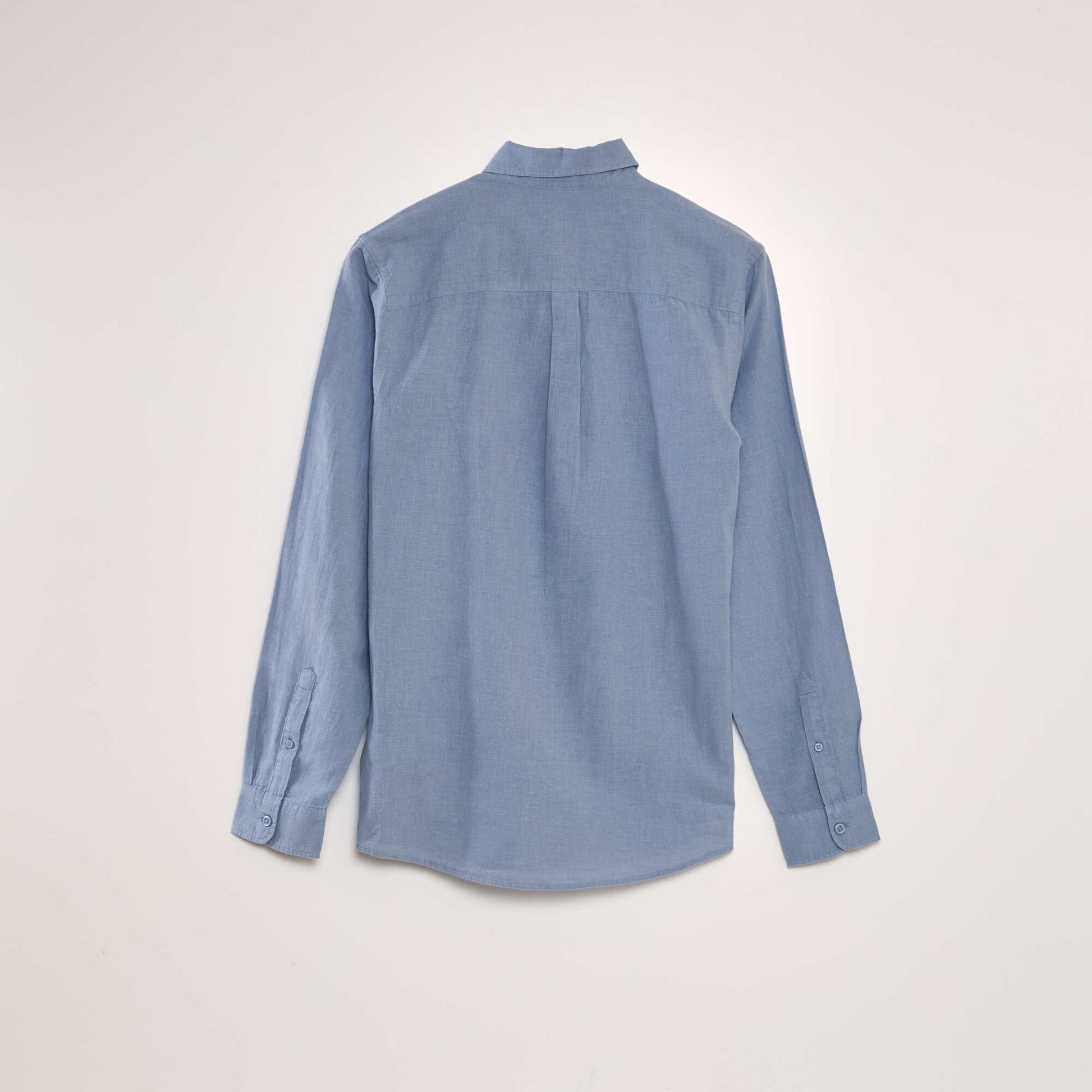 Chemise manches longues avec lin Bleu