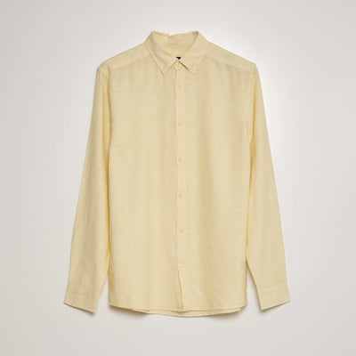 Chemise manches longues avec lin Jaune