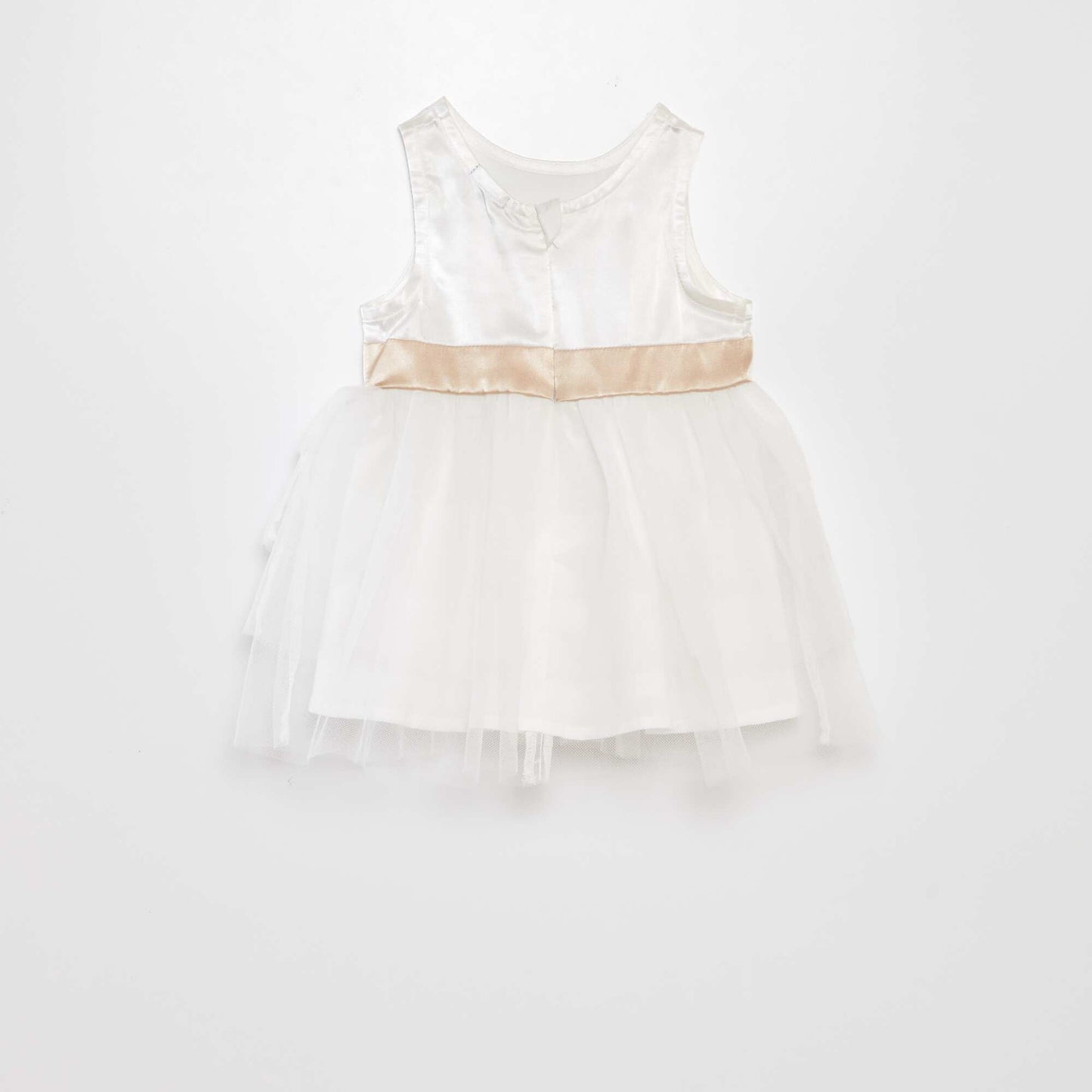 Robe satin e avec jupon en tulle Blanc