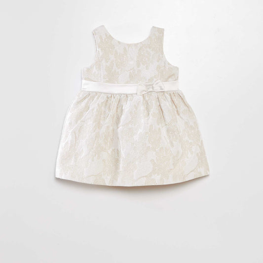 Robe de cérémonie en jacquard Blanc/doré