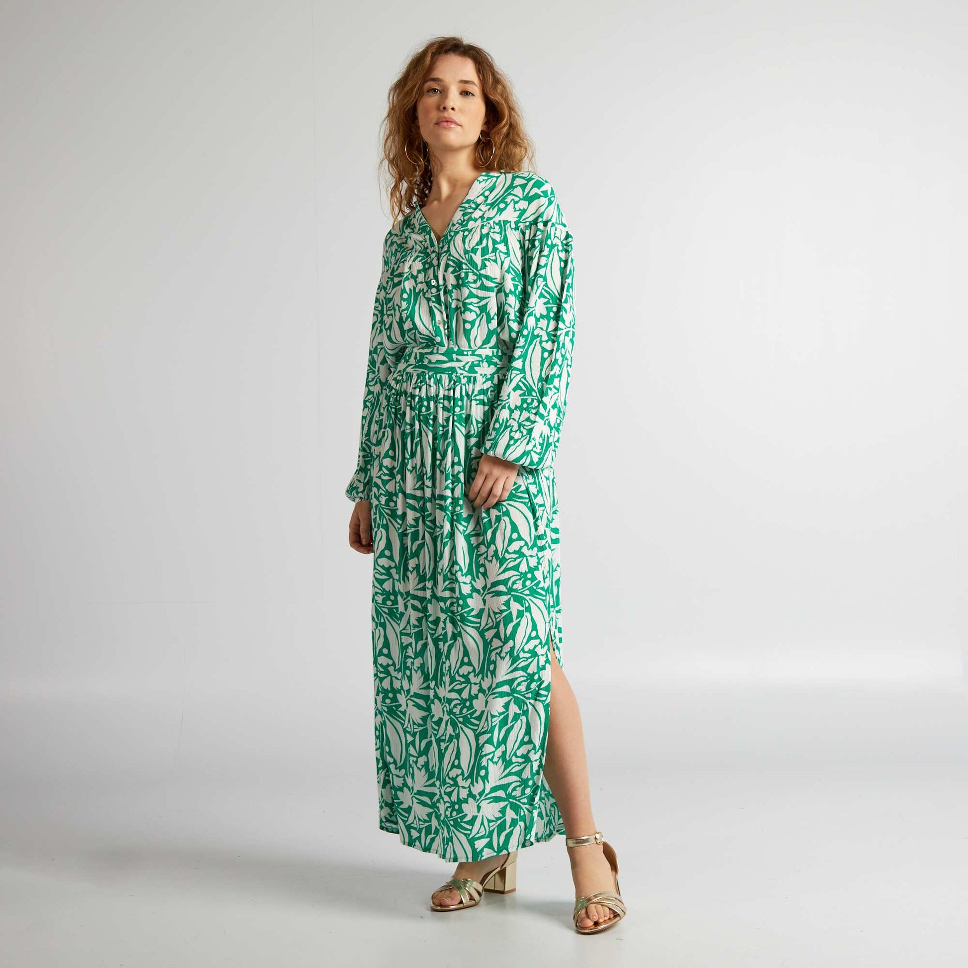Jupe midi en maille cr p e Vert