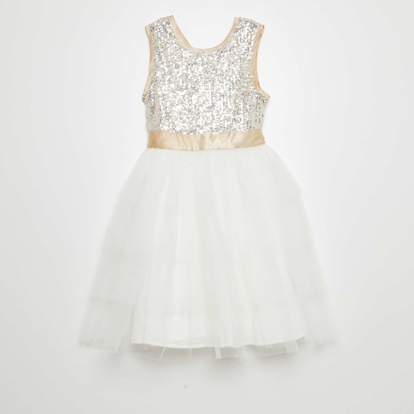 Robe vas e sequins et tulle Blanc/dor