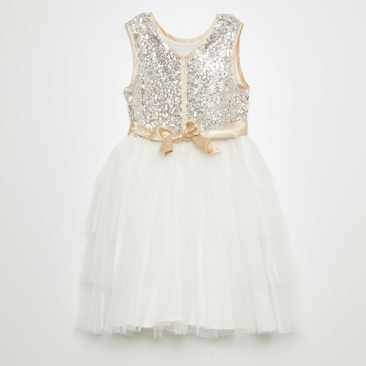 Robe vas e sequins et tulle Blanc/dor