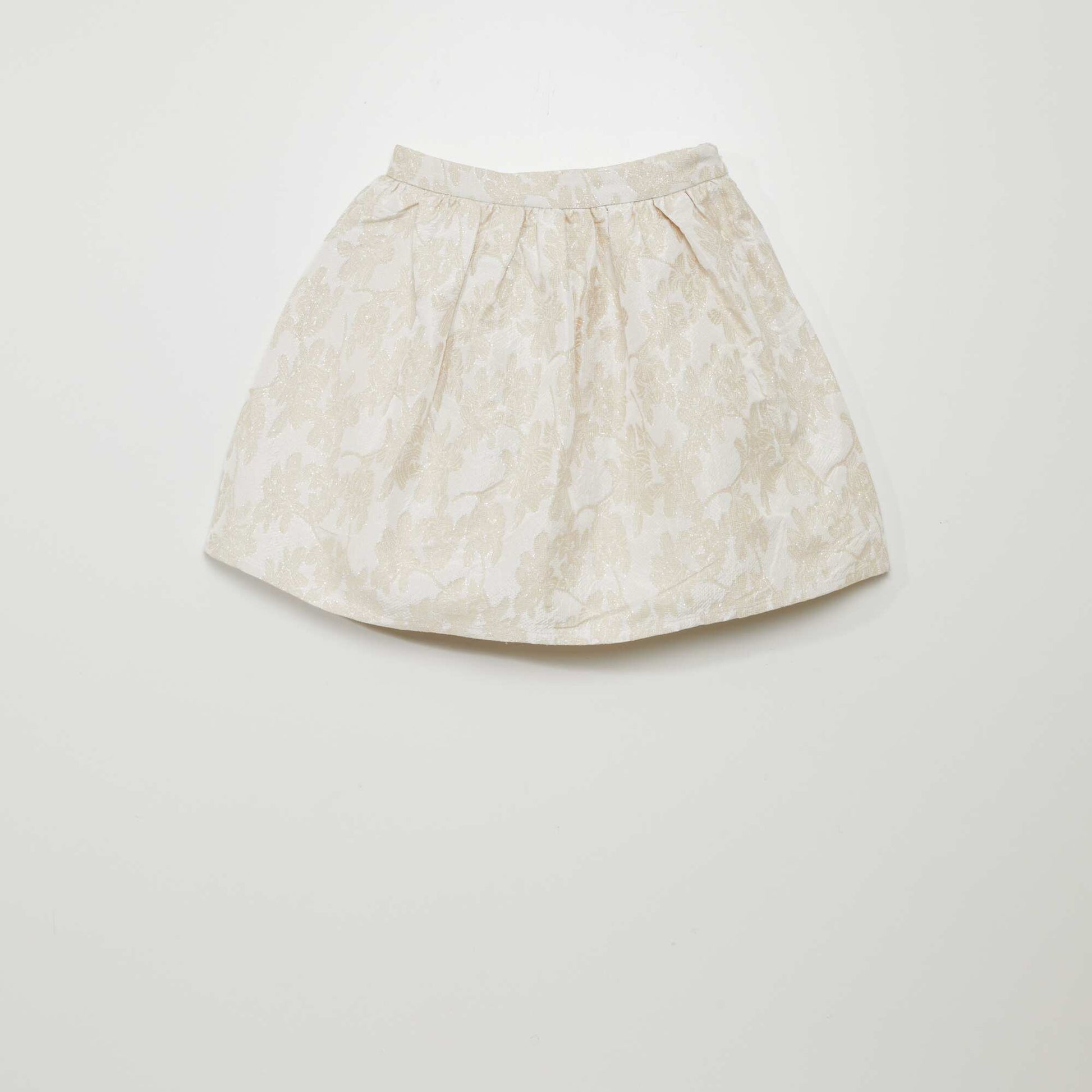 Jupe midi jacquard paillet Beige