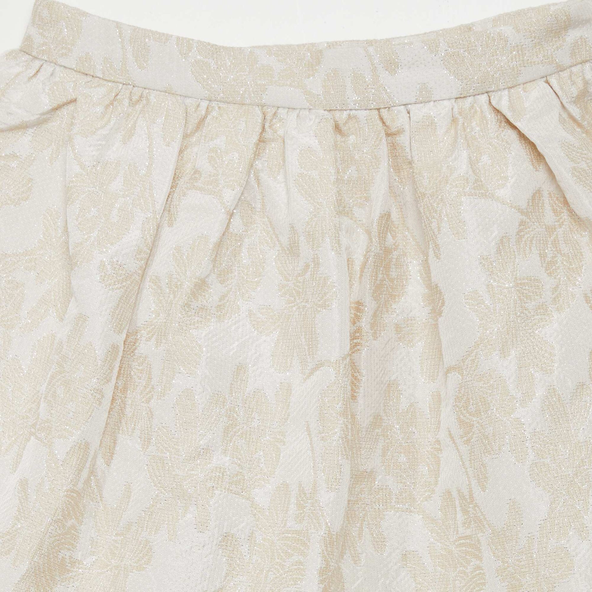 Jupe midi jacquard paillet Beige