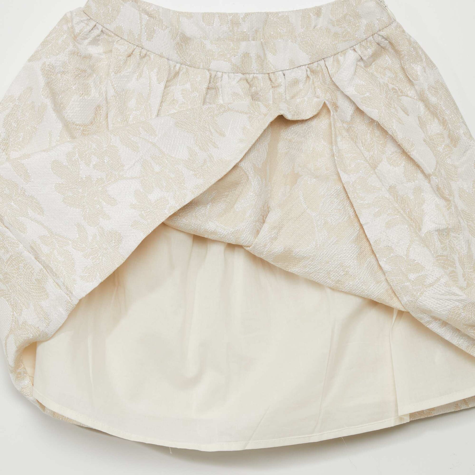 Jupe midi jacquard paillet Beige