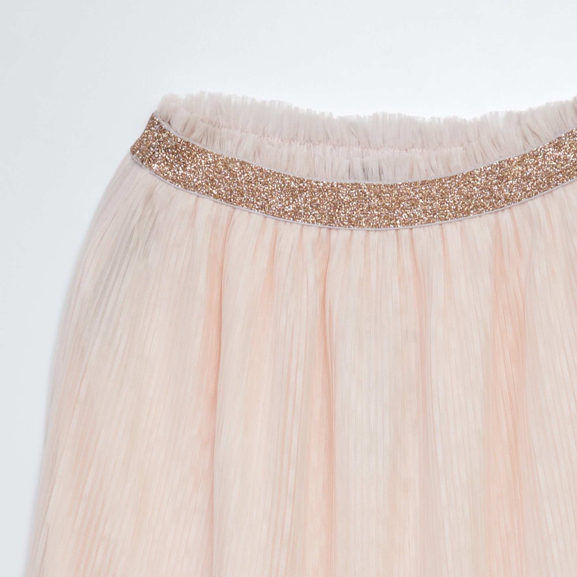 Jupe en maille pliss e avec ceinture paillet e Rose