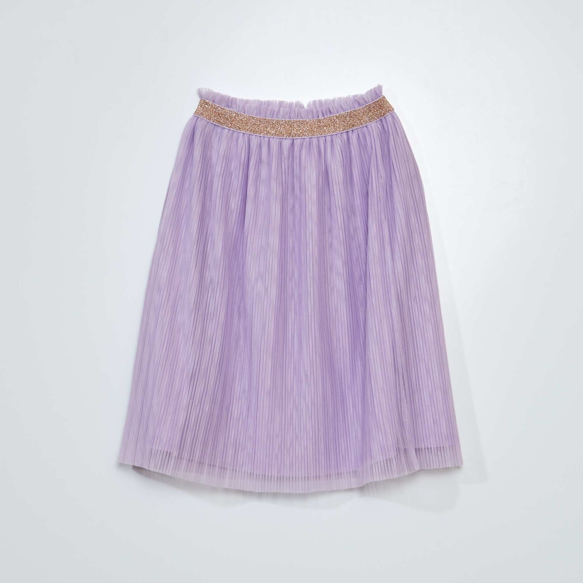 Jupe en maille pliss e avec ceinture paillet e Violet
