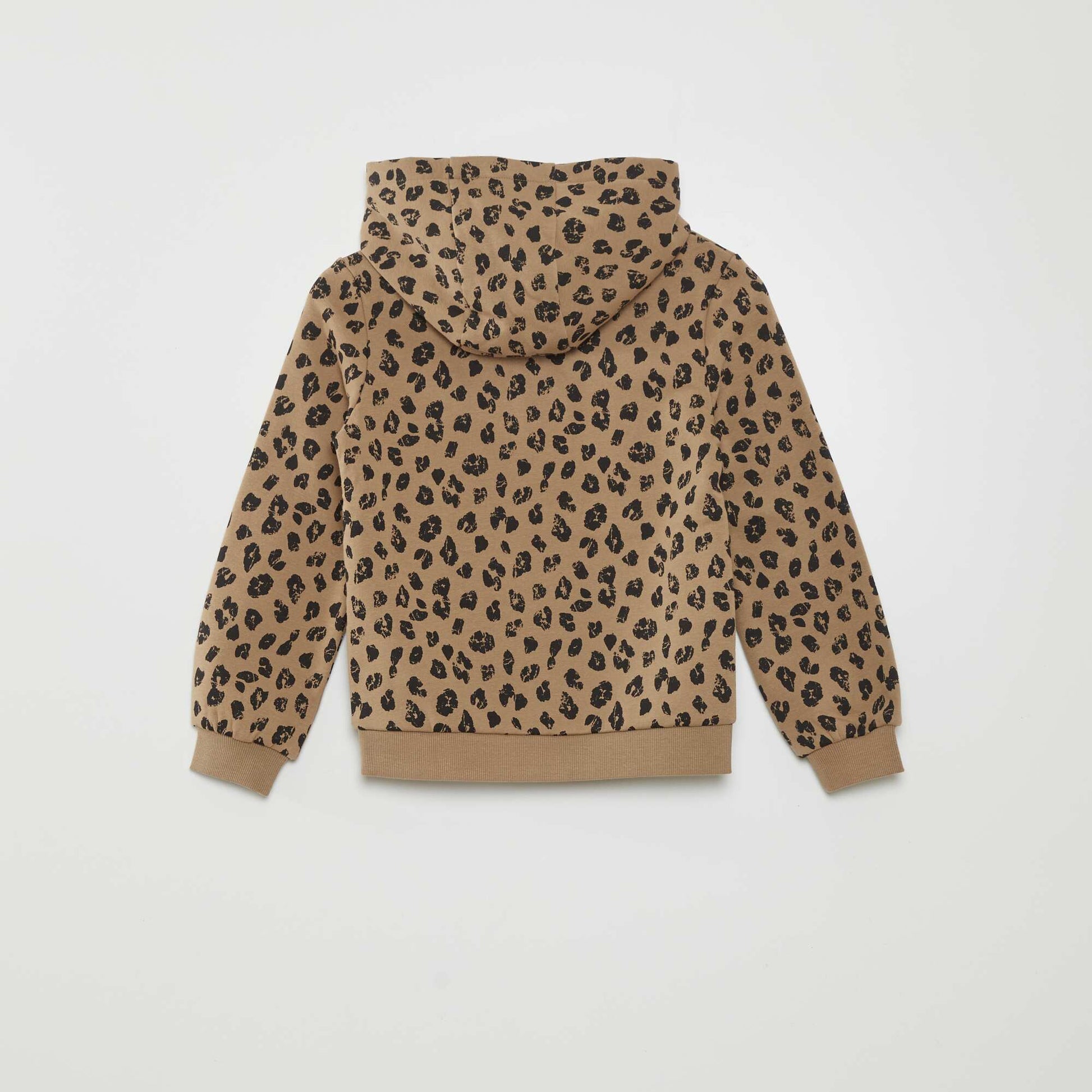 Sweat capuche motif l opard Beige