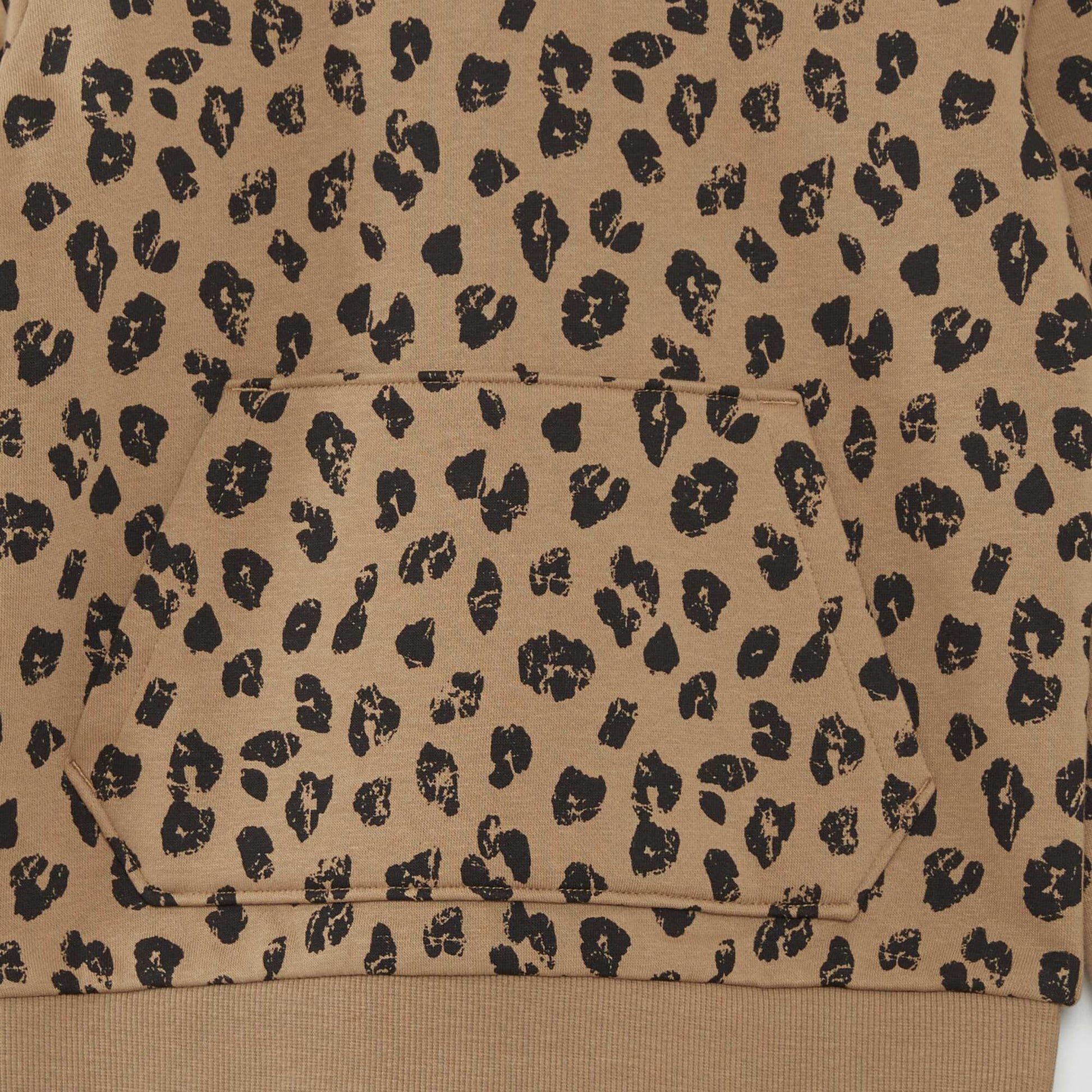 Sweat capuche motif l opard Beige