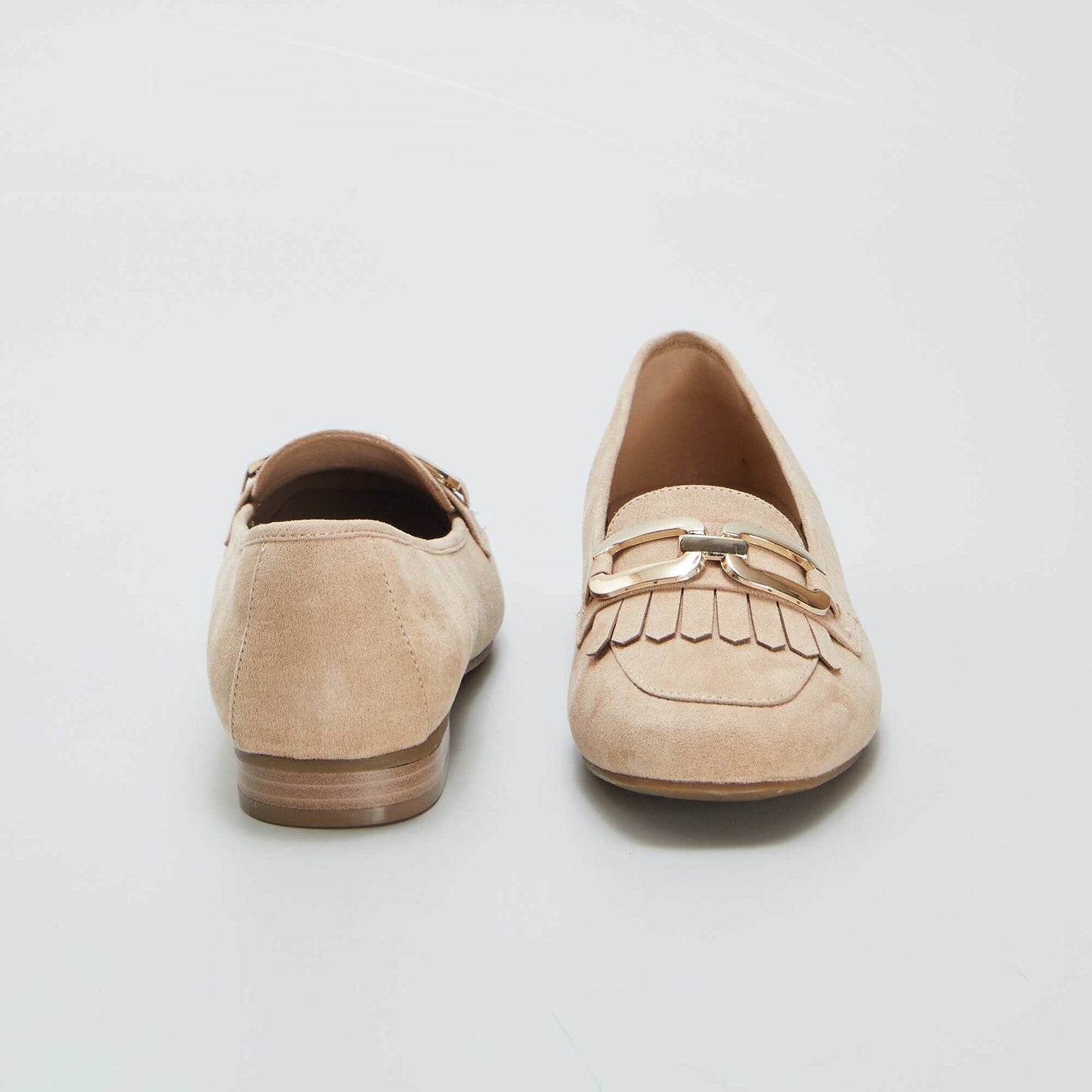 Mocassins avec brides dor es   franges Beige