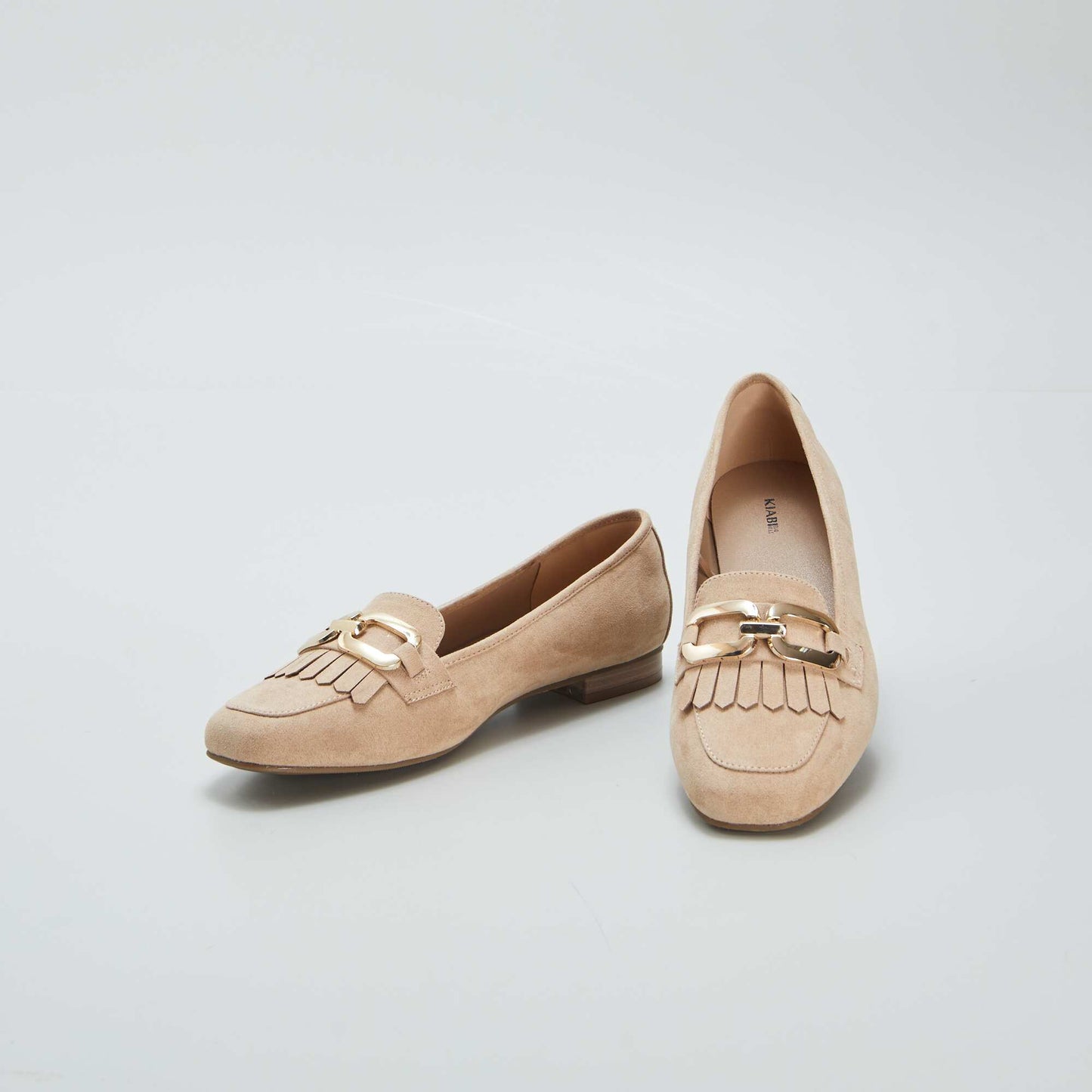 Mocassins avec brides dor es   franges Beige