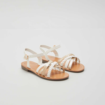 Sandales multiples brides fantaisies blanc