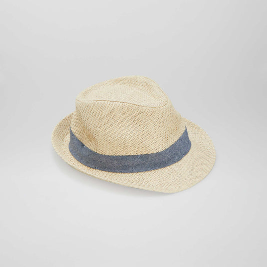 Chapeau de paille avec bandeau Beige