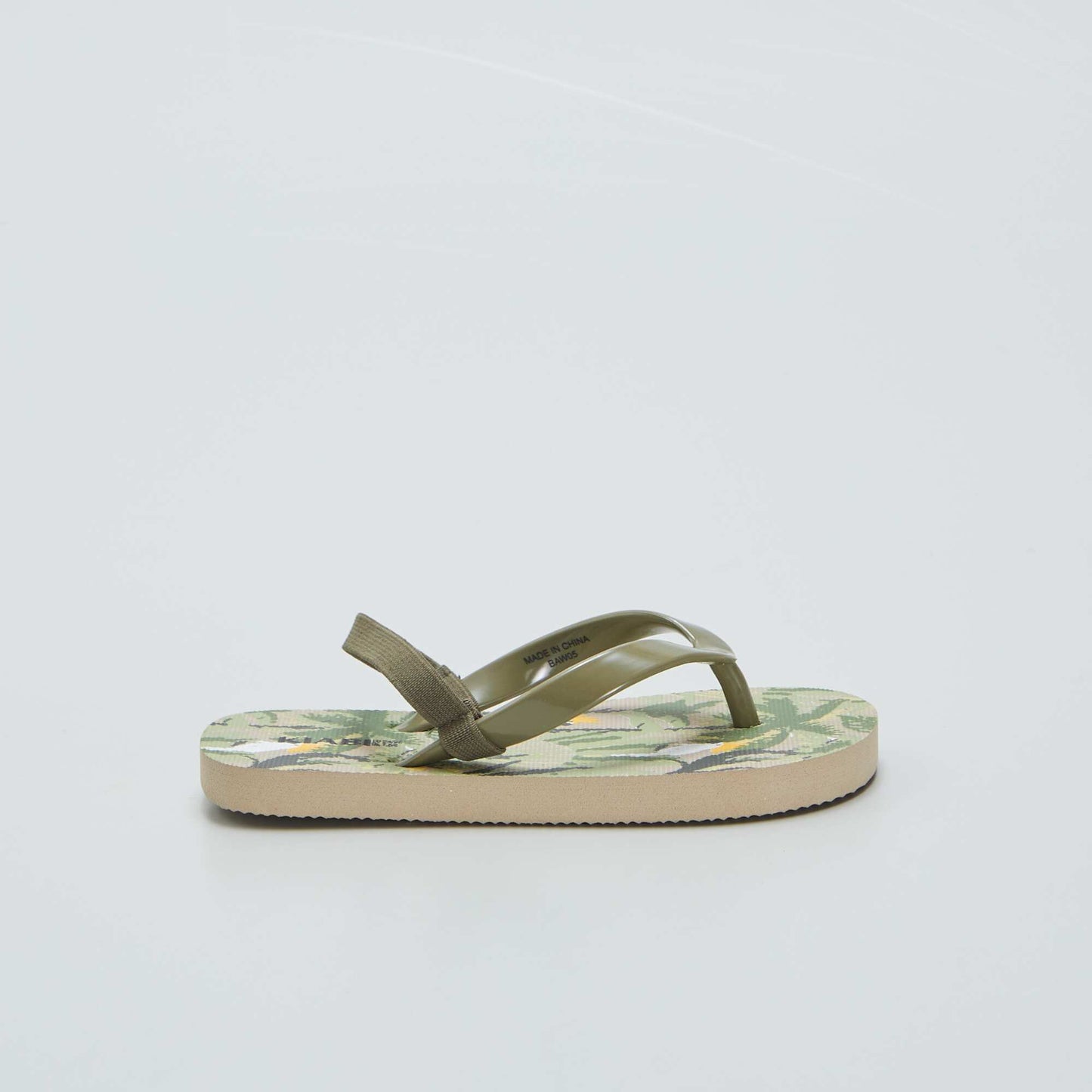 Tongs imprim tropical bride lastique Kaki