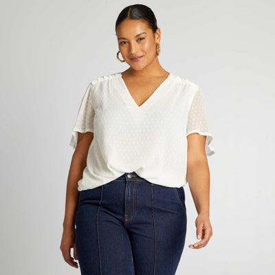 Blouse en voile 'plumetis' blanc