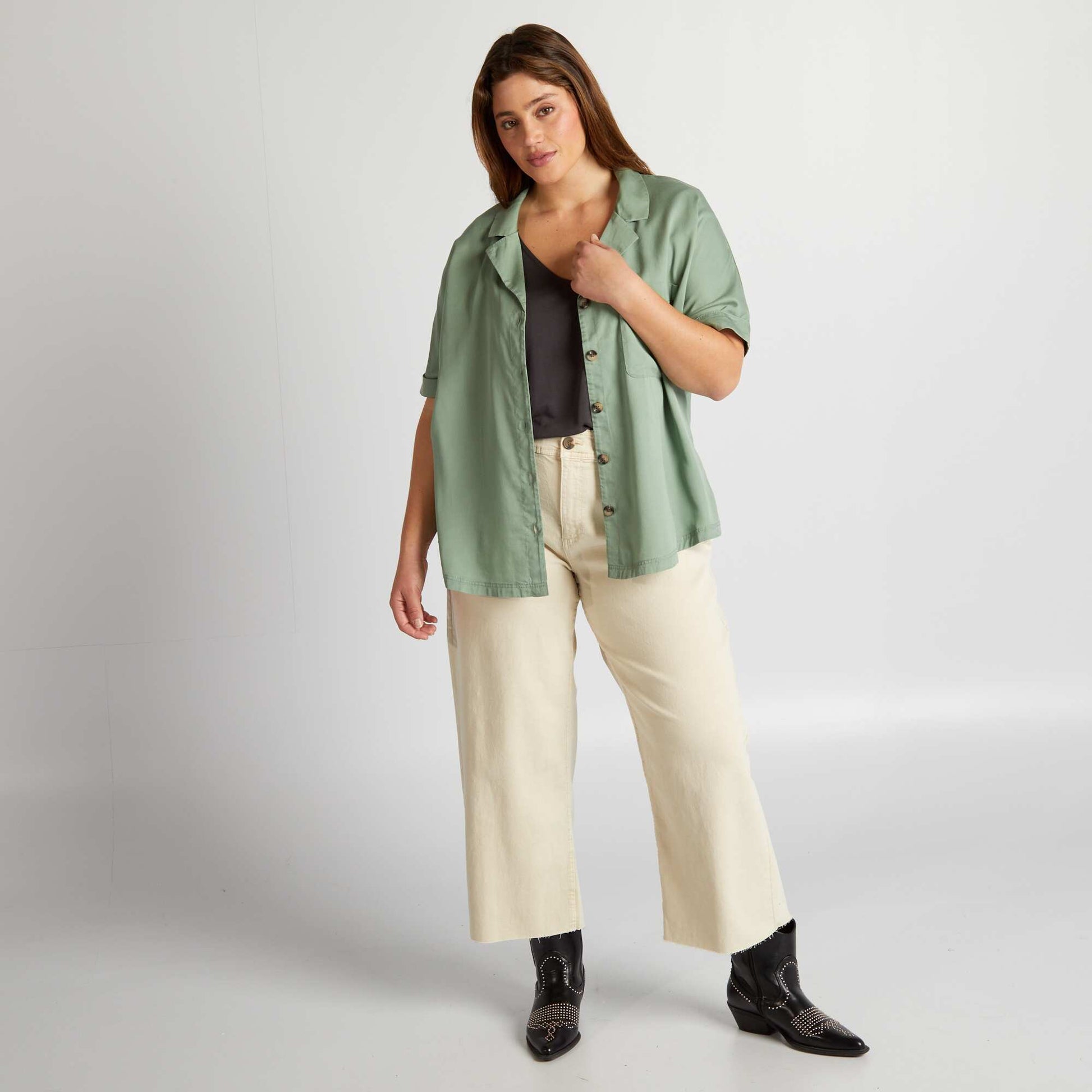 Chemisier l ger col pyjama Vert